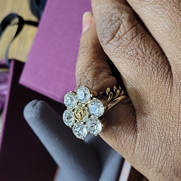 GUCCI CRYSTAL DOUBLE G RING NWOT - Picture 9 of 9